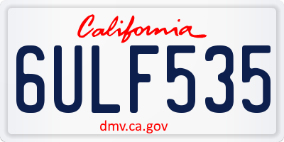 CA license plate 6ULF535