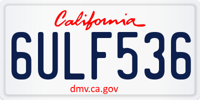 CA license plate 6ULF536