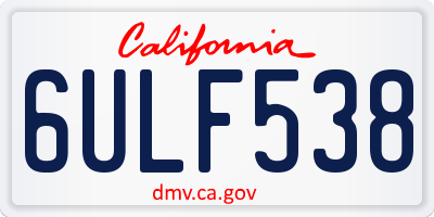 CA license plate 6ULF538