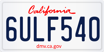CA license plate 6ULF540