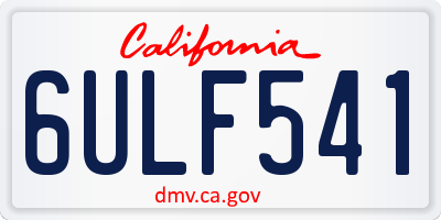 CA license plate 6ULF541