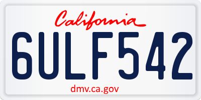 CA license plate 6ULF542