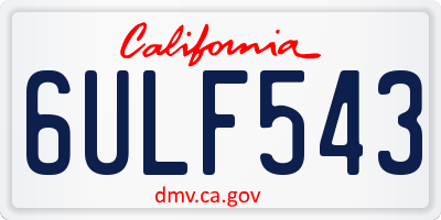 CA license plate 6ULF543