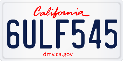 CA license plate 6ULF545