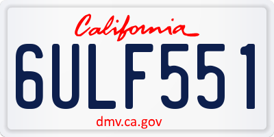 CA license plate 6ULF551