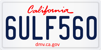 CA license plate 6ULF560