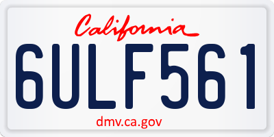 CA license plate 6ULF561