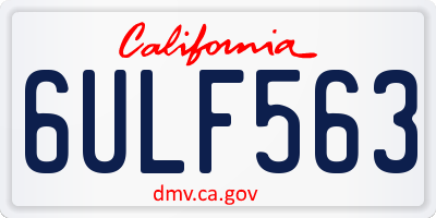 CA license plate 6ULF563