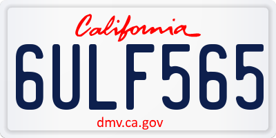 CA license plate 6ULF565
