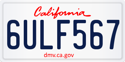 CA license plate 6ULF567