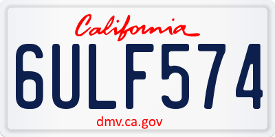 CA license plate 6ULF574