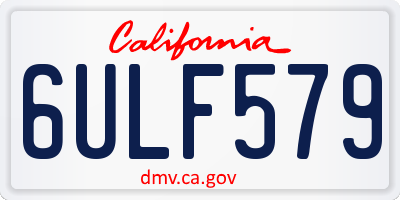 CA license plate 6ULF579