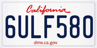 CA license plate 6ULF580