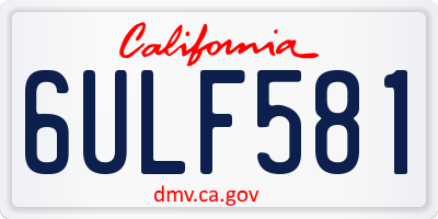 CA license plate 6ULF581