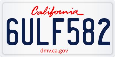 CA license plate 6ULF582