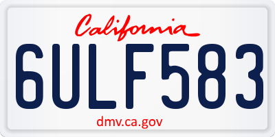 CA license plate 6ULF583