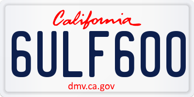 CA license plate 6ULF600