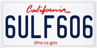 CA license plate 6ULF606