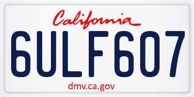 CA license plate 6ULF607