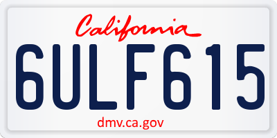 CA license plate 6ULF615