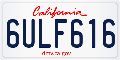 CA license plate 6ULF616