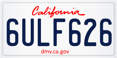 CA license plate 6ULF626