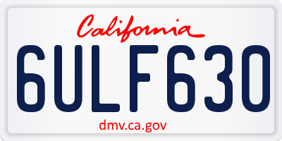 CA license plate 6ULF630