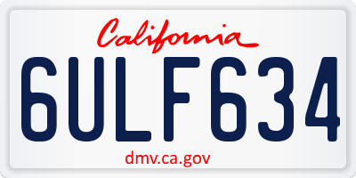 CA license plate 6ULF634