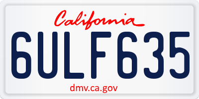 CA license plate 6ULF635