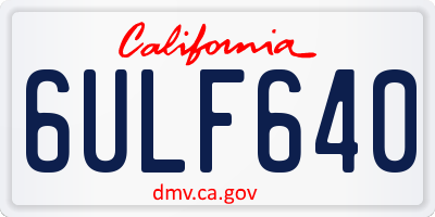 CA license plate 6ULF640