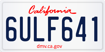 CA license plate 6ULF641