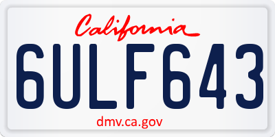 CA license plate 6ULF643
