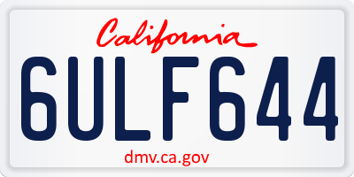 CA license plate 6ULF644