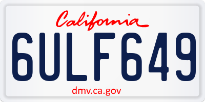 CA license plate 6ULF649