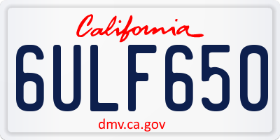 CA license plate 6ULF650