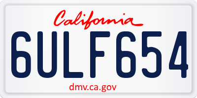 CA license plate 6ULF654