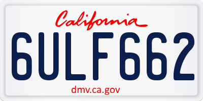 CA license plate 6ULF662