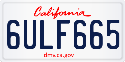 CA license plate 6ULF665