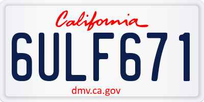 CA license plate 6ULF671