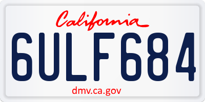 CA license plate 6ULF684