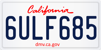 CA license plate 6ULF685