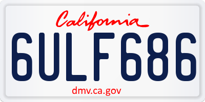 CA license plate 6ULF686