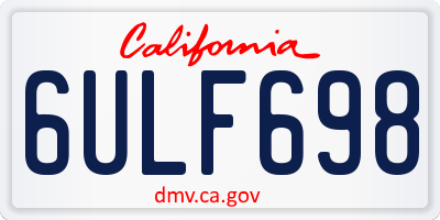 CA license plate 6ULF698