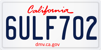 CA license plate 6ULF702