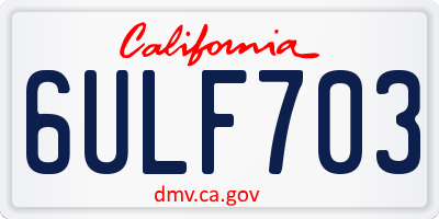 CA license plate 6ULF703