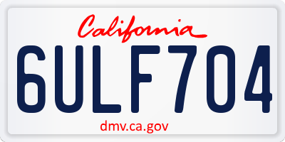 CA license plate 6ULF704