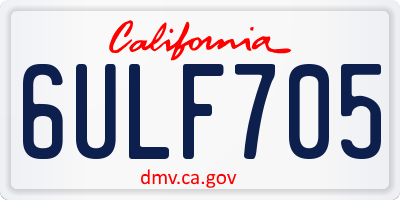 CA license plate 6ULF705