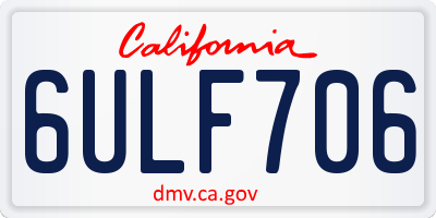 CA license plate 6ULF706