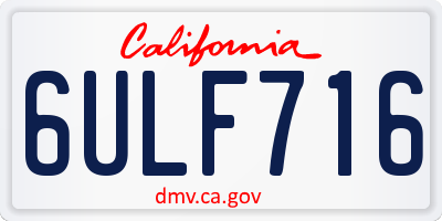 CA license plate 6ULF716