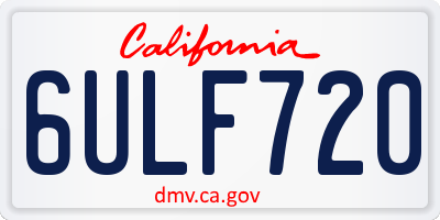 CA license plate 6ULF720